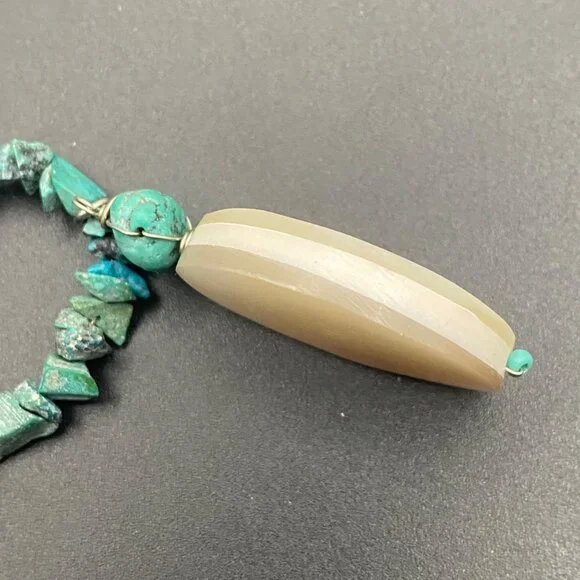 Turquoise Chip Necklace Mother Of Pearl Shell Pendant Boho Southwestern - Picture 12 of 12